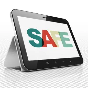 Security concept: Tablet Computer with Safe on  display Stock Illustration