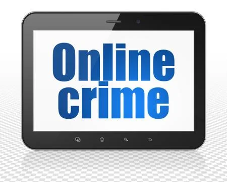 Security concept: Tablet Pc Computer with Online Crime on display 스톡 일러스트