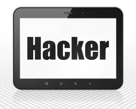 Security concept: Tablet Pc Computer with Hacker on display Stock Illustration