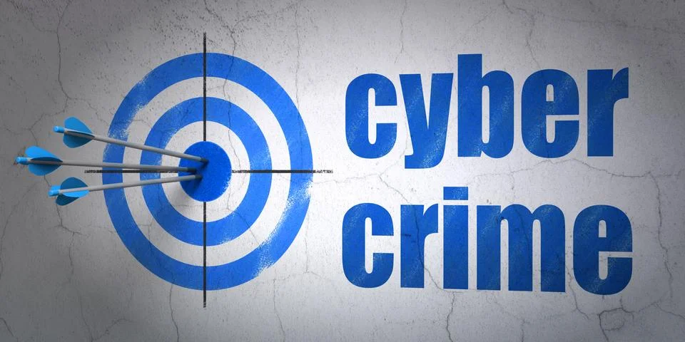Security concept: target and Cyber Crime on wall background Stock Illustration