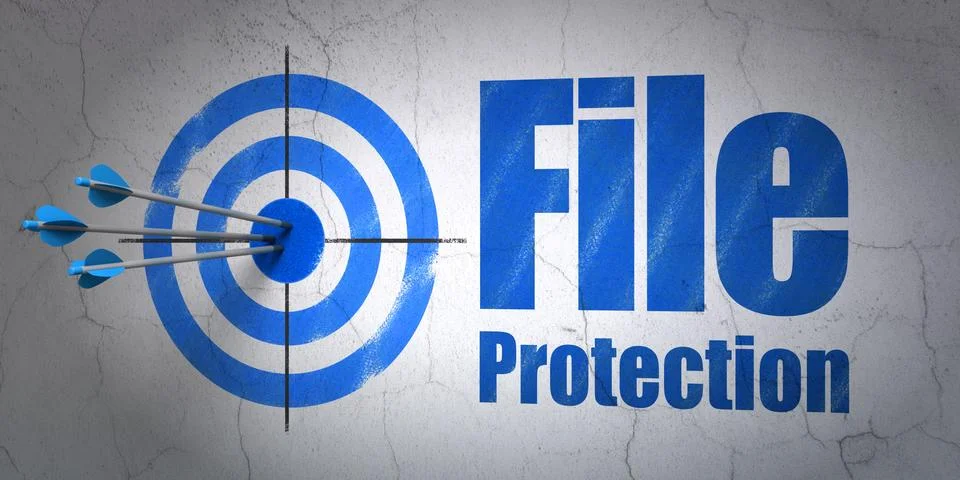 Security concept: target and File Protection on wall background Stock Illustration