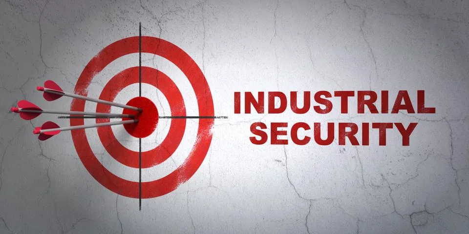 Security concept: target and Industrial Security on wall background Stock Illustration