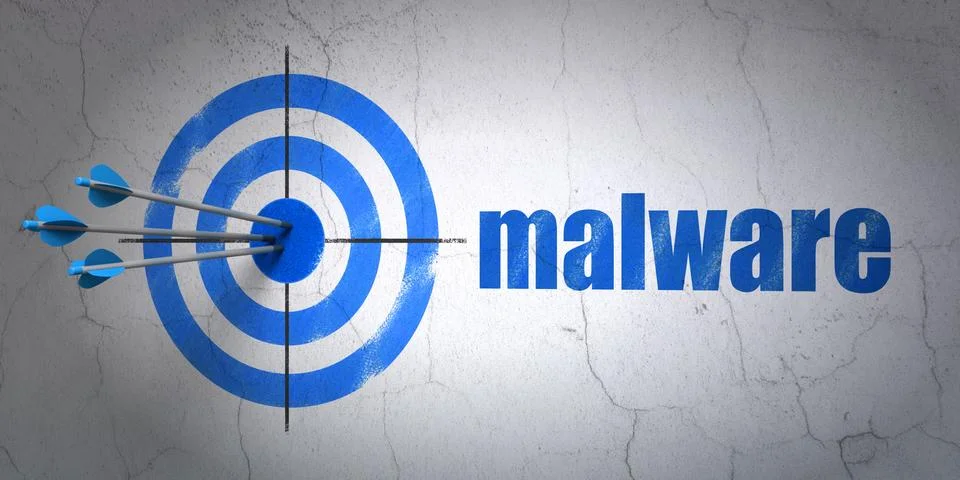 Security concept: target and Malware on wall background Stock Illustration