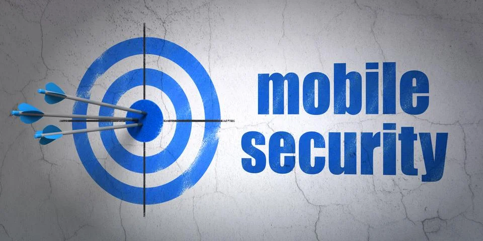 Security concept: target and Mobile Security on wall background Ilustración de archivo