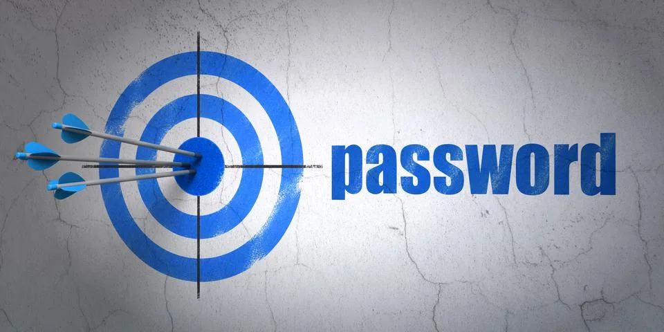 Security concept: target and Password on wall background Stock Illustration