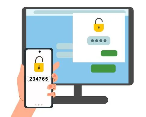 The security concept of two-factor authentication. Lock icons in the account on Stock Illustration