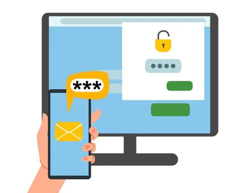 The security concept of two-factor authentication. Lock icons in the account on Stock Illustration