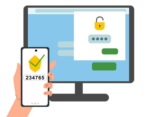 The security concept of two-factor authentication. Lock icons in the account on Stock Illustration