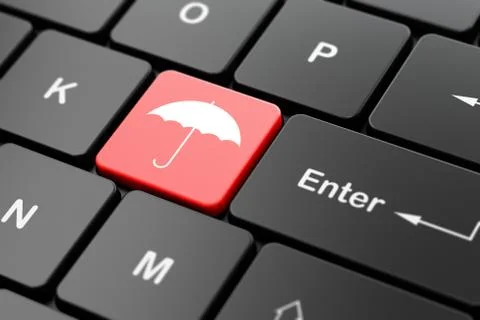Security concept: Umbrella on computer keyboard background 库存插图