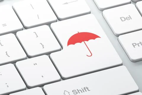 Security concept: Umbrella on computer keyboard background 스톡 일러스트