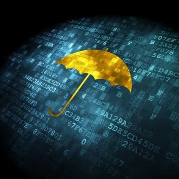 Security concept: Umbrella on digital background Stock Illustration