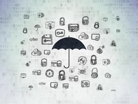 Security concept: Umbrella on Digital Data Paper background 스톡 일러스트