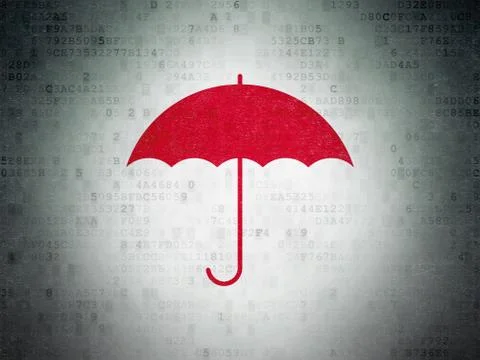 Security concept: Umbrella on Digital Data Paper background Illustrazione stock