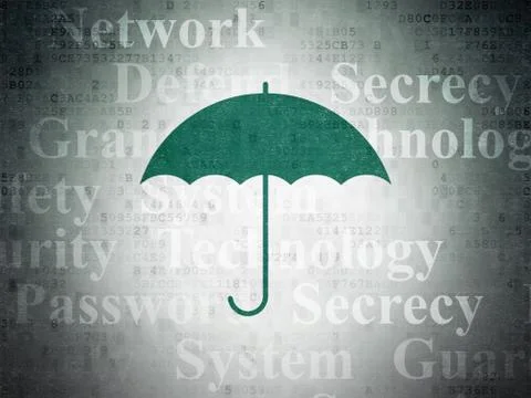 Security concept: Umbrella on Digital Data Paper background Illustrazione stock