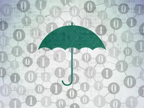 Security concept: Umbrella on Digital Data Paper background Ilustración de archivo