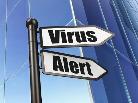 Security concept: Virus Alert on Building background 스톡 일러스트
