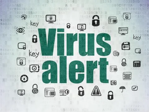 Security concept: Virus Alert on Digital Data Paper background Stock Illustration