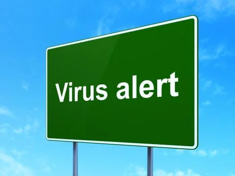 Security concept: Virus Alert on road sign background Illustrazione stock