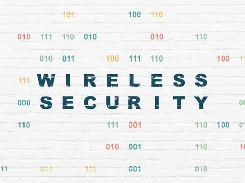 Security concept: Wireless Security on wall background 库存插图