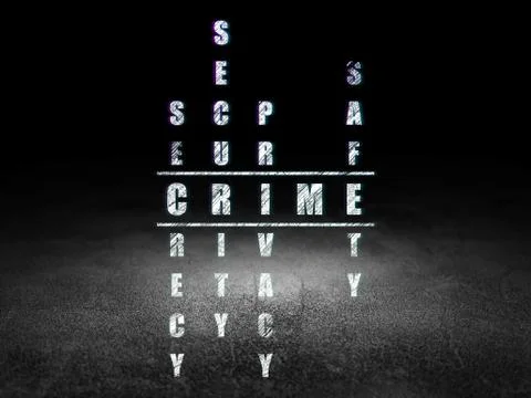 Security concept: word Crime in solving Crossword Puzzle Ilustración de archivo