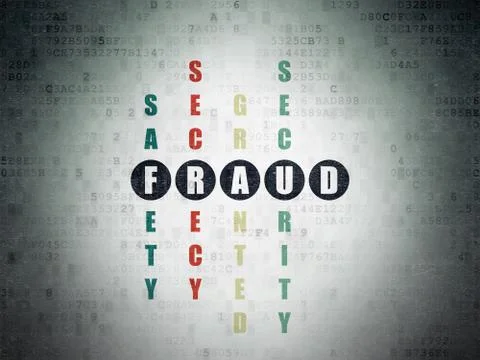 Security concept: word Fraud in solving Crossword Puzzle Stock Illustration