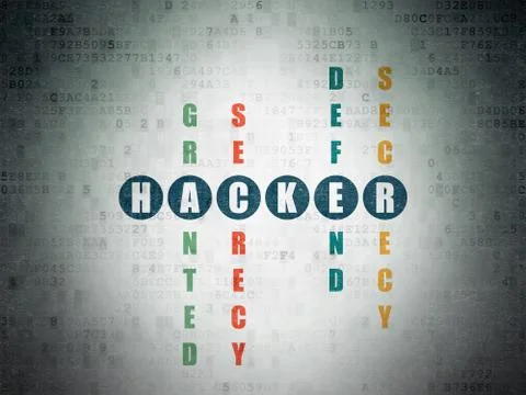 Security concept: word Hacker in solving Crossword Puzzle Stock Illustration