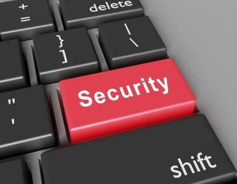 Security concept. Word security on button of computer keyboard 스톡 일러스트