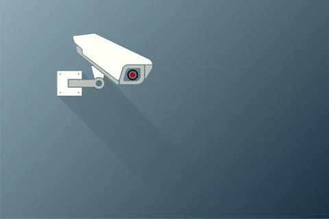 Security Concept,CCTV camera attached to a black background wall outside.vect Stock Illustration