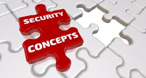 Security concepts. The inscription on the missing element of the puzzle Stock Illustration