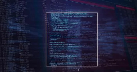 Security console highlighting central code pane after alert on terminal, showing Stock Illustration