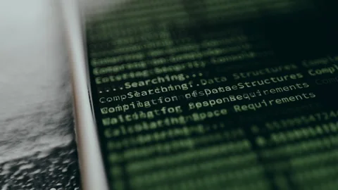 Security console prompts and flowing alphanumeric symbols, ethical hacking Stock Footage 329283218