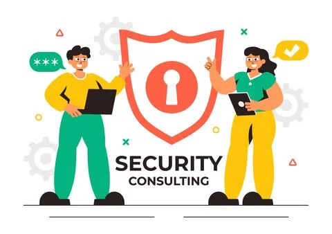 Security Consulting Illustration Featuring Information Technology and Ethic.. Stock Illustration