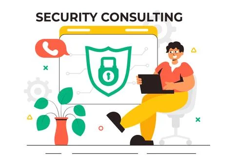 Security Consulting Illustration Featuring Information Technology and Ethic.. 스톡 일러스트