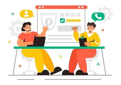 Security Consulting Illustration Featuring Information Technology and Ethic.. Stock Illustration