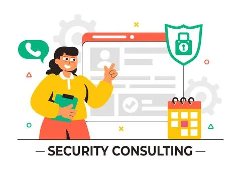Security Consulting Illustration Featuring Information Technology and Ethic.. 스톡 일러스트