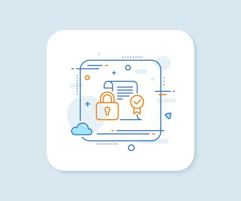 Security contract line icon. Cyber defence lock sign. Vector イラスト素材