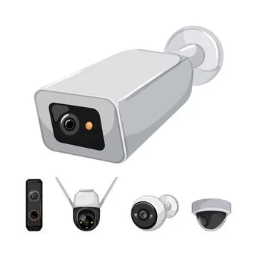 Security control cameras providing residential surveillance system Stock Illustration