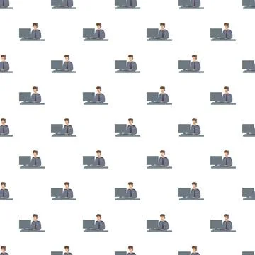 Security control room operator working seamless pattern Stock Illustration