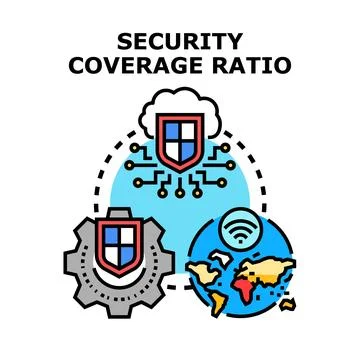 Security coverage ratio protecting global cloud data privacy Stock Illustration