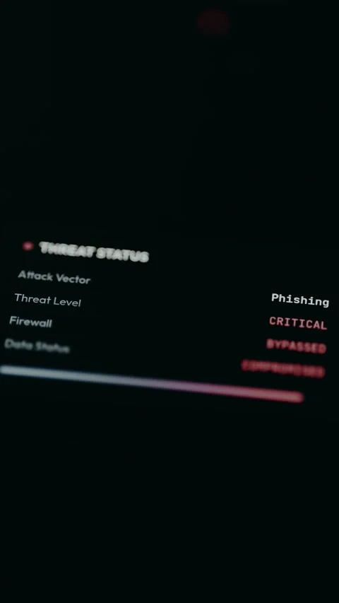 Security dashboard indicating Phishing attack at Critical severity Stock Footage 331573310