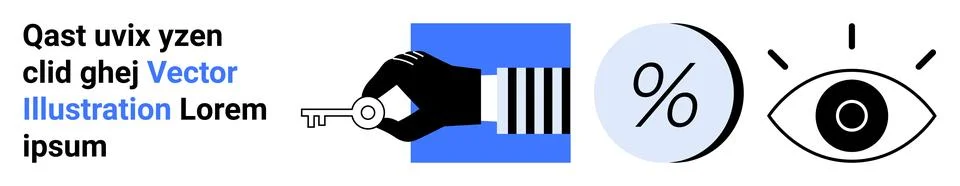 Security, data analytics, vision, access, decision-making, privacy. A hand ho Ilustración de archivo