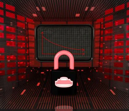 Security data and business decrease or negative results  illustration Stock Illustration