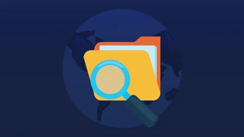 Security data animation with folder and magnifying glass Stock Footage 153291833