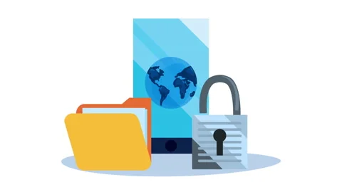 Security data animation with folder and padlock in smartphone Stock Footage 153291909
