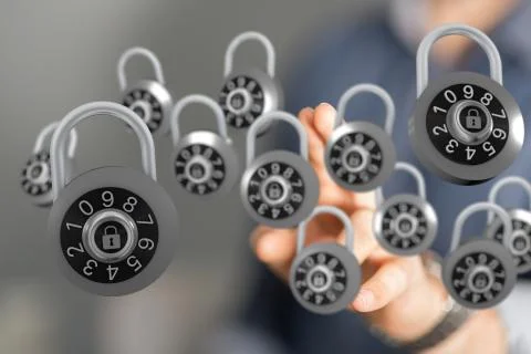 A security data code digital in hand Foto stock