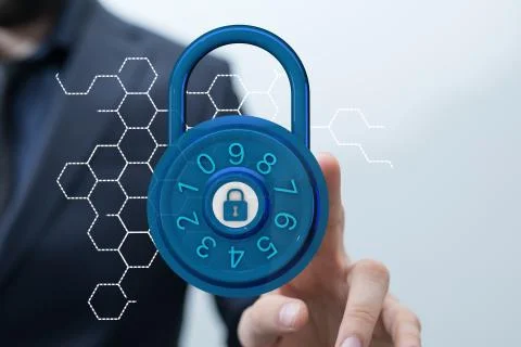 A security data code digital in hand Stock Photos