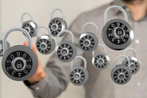 A security data code digital in hand Stock Photos