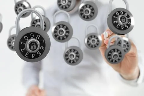 A security data code digital in hand Stock Photos