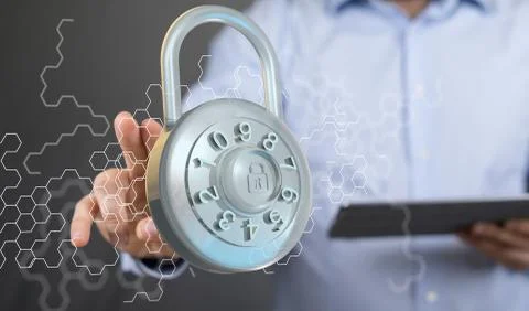 A security data code digital in hand Stock Photos