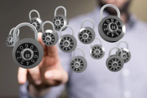 A security data code digital in hand Stock Photos